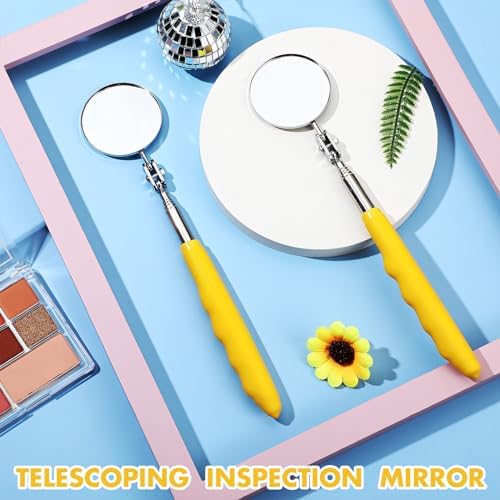 Copkim 2 Pcs Telescoping Inspection Mirror Mechanics Mirror,50mm,Yellow - Image 4