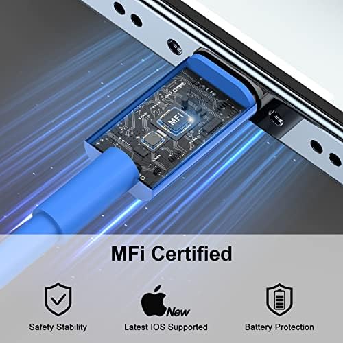 2Pack Blue Fast Charger Cable 10ft [Apple MFi Certified], USB Type C to Lightning Cable 10 Foot for Apple iPhone 14 13 12 Pro XR XS Max X 8 Plus - Image 3