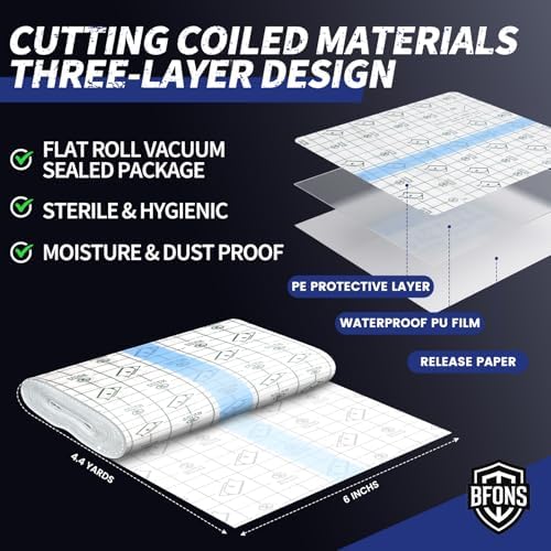 BFONS Tattoo Aftercare Waterproof Bandages 6 in x 4.4 yd Tattoo Cover Up Tape, Tattoo Supplies Second Skin Bandage Flat Roll Transparent Film Wound Healing Protective Clear Sterile and Safe Bandages - Image 4