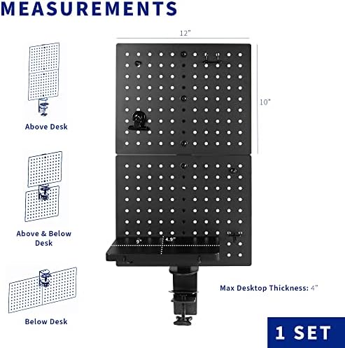 VIVO Black Clamp-on 12 x 20 inch Desk Pegboard, PP-DK12B - Image 3