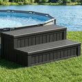 Plastic Hot Tub Steps with Storage, Spa Steps Outdoor Stairs, 36.6 Inches Long - Non-Slip All Weather Top & Feet, 32 Gallon Capacity, Waterproof for Porch/RV/Deck, Sturdy Plastic Frame, Black by WTFGO