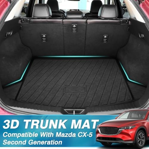 Mixsuper Cargo Liner for Mazda CX-5 2017-2025, All Weather Trunk Mat for CX5 Accessories Anti-Slip Trunk Liner Rear Cargo Mat Black - Image 2