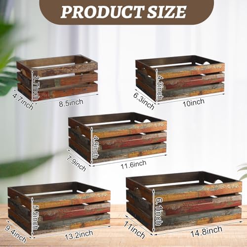 Barydat 5 Pack Wooden Crates for Display Storage, Colored Drawing, Random - Image 2