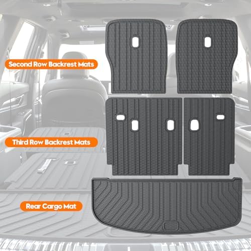 KUST Cargo Mat for 2020-2025 Kia Telluride 7 Seats, Rubber Rear Trunk Liner with 2nd/3rd Row Backrest Kick Mat for Telluride Accessories High Edge Cover All Weather Protection - Image 3