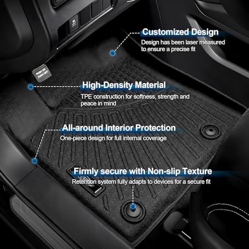 Peleus Full Set Floor Mats for Nissan Murano 2017-2024.5, All Weather Odorless TPE Car Liners Automotive Custom Fit Front & Rear Rows with Cargo Trunk Liner and Backrest Mats (Heavy Duty) - Image 2