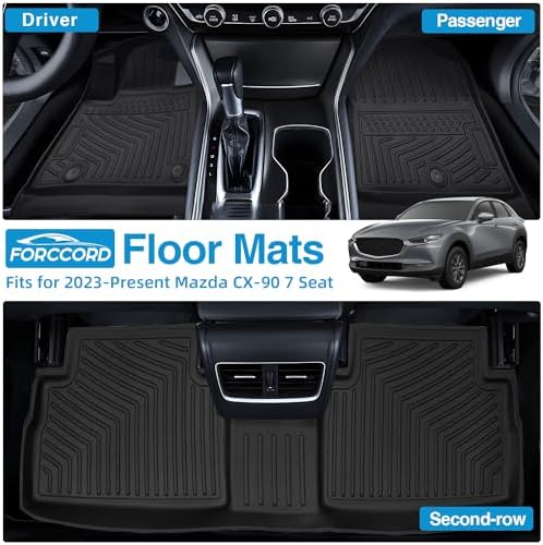 Powerty Floor Mats for 2024 2025 2026 Mazda CX-90 CX90 PHEV (Plug in Hybrid) 6&7 Seater All Weather 3D TPE Anti-Slip Car Liners for 1st & 2nd & 3rd Row Accessories - Image 2