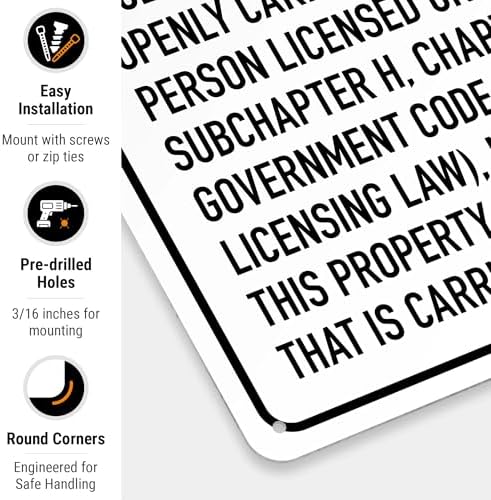 No Open Carry of Handgun Prohibited Texas §3007 Sign, - Image 2