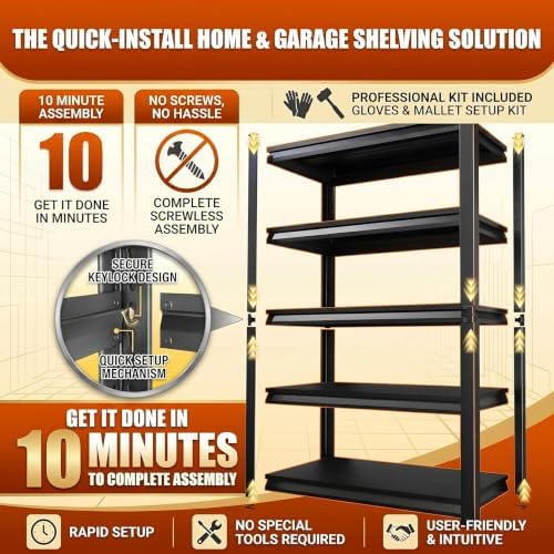 Metal Garage Shelving Unit, Heavy Duty Adjustable Storage Shelves, Steel Shelving, 1500 lbs Capacity Shelves for Heavy Tools and Equipment, 3 Tier, 31.5" W × 13.8" D × 31.5" H - Image 4