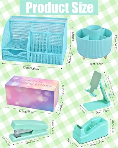 LXEVIHK Green and Blue Desk Accessories 21-Piece Office Supplies Gift Set - Image 5