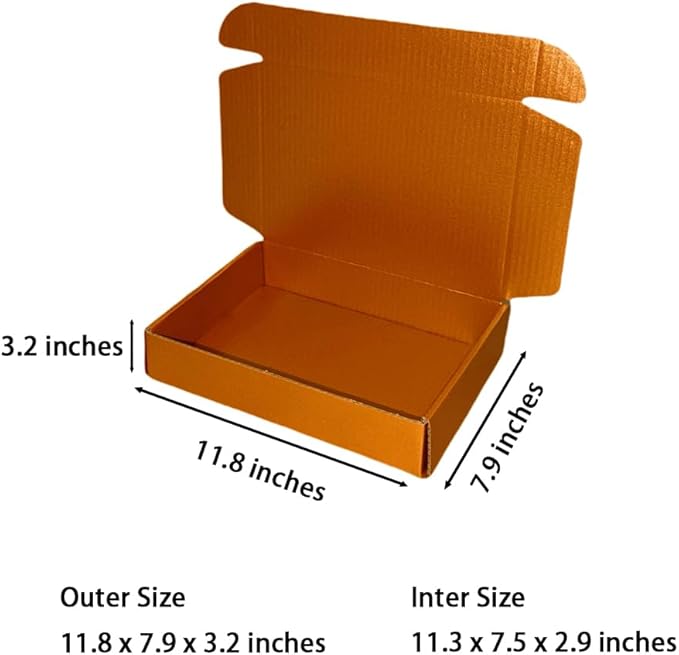 10 Pcs 11.8 x 7.9 x 3.2 inches Corrugated Cardboard Gift Boxes Recyclable - Image 2