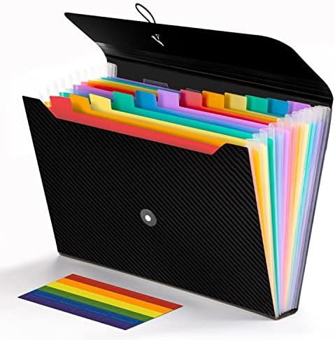 Expanding File Folder, 13 Pockets Accordion File Holder Organizer, A4 Letter Size Paper Document Receipt Organizer Accordian Filing Folder for Classroom, Home, Office and Travel by Nicecho