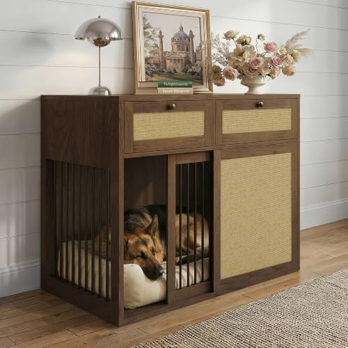 PureCozy Wooden Dog Crate Furniture, Left Unit, 40 Inch, Daek Oak by PureCozy