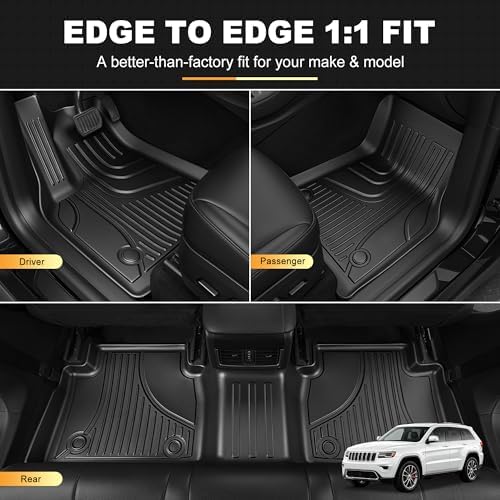 All Weather TPE Floor Mats & Cargo Liner & Seat Back Cover Full Set for 2011-2021 Jeep Grand Cherokee 5-Passenger (Exclude L/2022 WL Models) Waterproof Anti-Slip Car Accessories - Image 3