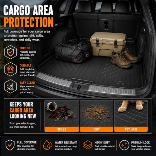 Floor Mats & Large Cargo Liners for 2016-2020 Kia Sorento 7 Seats with Backrest Protection-2 Row Bucket Seat, TPE All Weather Protection for Sorento Accessories - Image 5