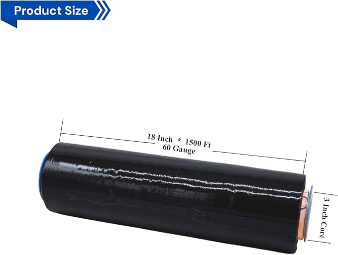 Noah's Ark Warehouse 18" x 1500FT Industrial Class Pallet Wrap, 60 Gauge Black - Image 2