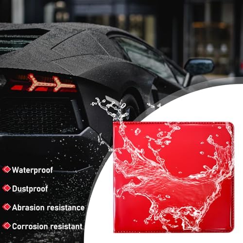 Ziciner Car Registration and Insurance Holder, 5.2"× 4.7" Premium Auto Glove Box Organizer with Closure, Essential Vehicle Document Holder for Card, Driver License (Red) - Image 4