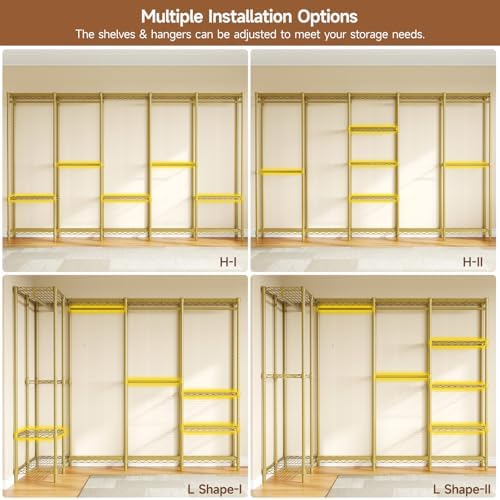 ONBRILL F5 Heavy Duty Clothes Rack Freestanding Modular Closet System Gold - Image 5