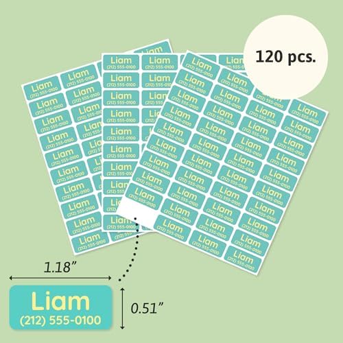 TeddyLabels - Clothing Labels for Nursing Home (120) – Self-Adhesive Name Tags for Clothes and Personal Items. Personalized Labels for Daycare, Nursing Homes, and Laundry Use - Turquoise - Image 6