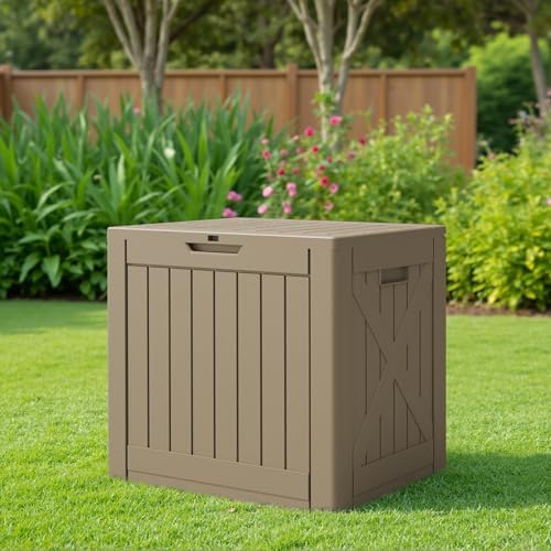 JUMMICO 42 Gallon Resin Deck Box Waterproof Outdoor Storage Box - Image 6