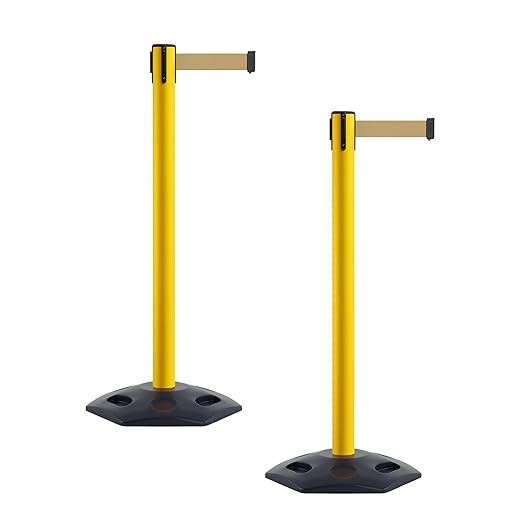 CCW Series WBB-200 Set of 2 Outdoor Safety Rubber Base Stanchion Retractable by Crowd+Control+Warehouse