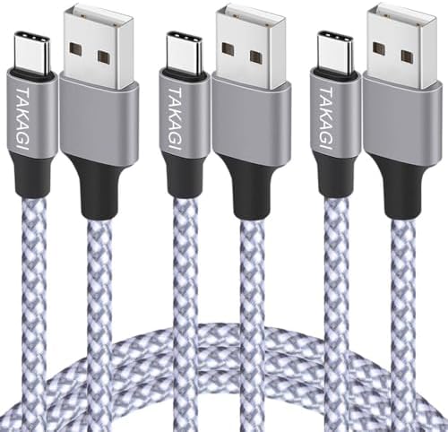 USB C Cable Fast Charging Nylon Braided 3Pack 6ft USB A to Type C Cord by iPhoneChargerTAKAGI