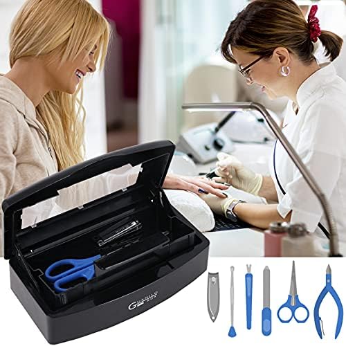 nail art tools sterilizer box for nail tools, tweezers, hair salon, spa and trimmer manicure equipment (1 piece, black) - Image 5