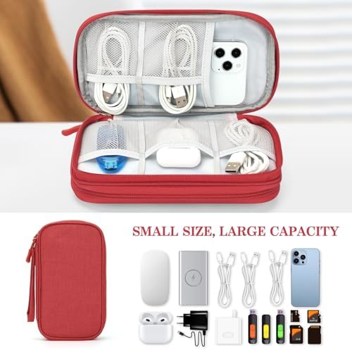 FYY Electronic Organizer, Travel Tech Pouch Bag, Medium, Red - Image 6