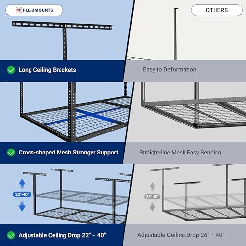 FLEXIMOUNTS 3x6 Overhead Garage Ceiling Storage Rack Adjustable, Hammertone - Image 5
