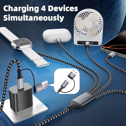 Travel Essentials with 3 Type-C/iWatch Charger, 5FT Multi Charging Cable - Image 3
