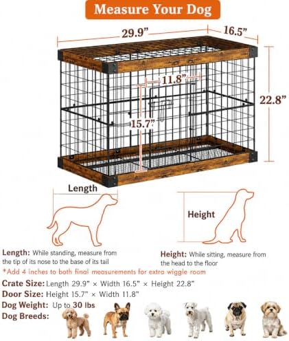 30 Inch Dog Crate Furniture with Cushion Mat for Dogs up to 30 lbs, Indoor Dog Kennel with Spacious Storage Top, Decorative Metal Dog Cage for Small Dogs - Image 5