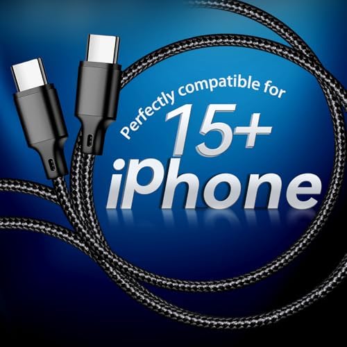 60W USB C to USB C Cable, 3 Pack 10ft Type C Fast Charger Cord (Black) - Image 6