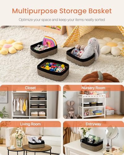 KALLAX Small Woven Storage Basket for Organizing, 13.5x9.5x5 inches, 3 Pack - Image 3