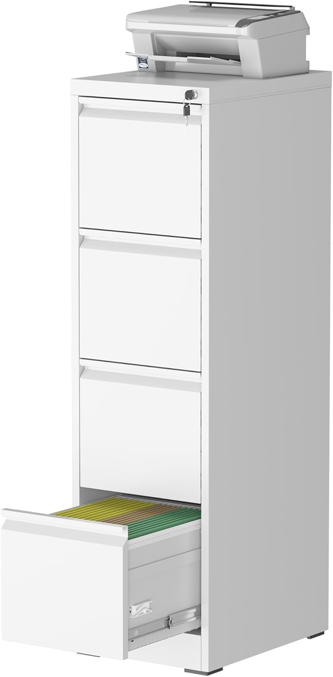 4 Drawer File Cabinet with Lock, Steel Vertical Filing Storage Cabinet by Unknown