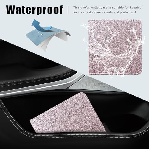 Ziciner Car Registration and Insurance Holder, Auto Card Document Glove Box Organizer with Magnetic Closure, Universal Vehicle Interior Accessories for Cars SUVs (Glitter Pink-Small) - Image 4
