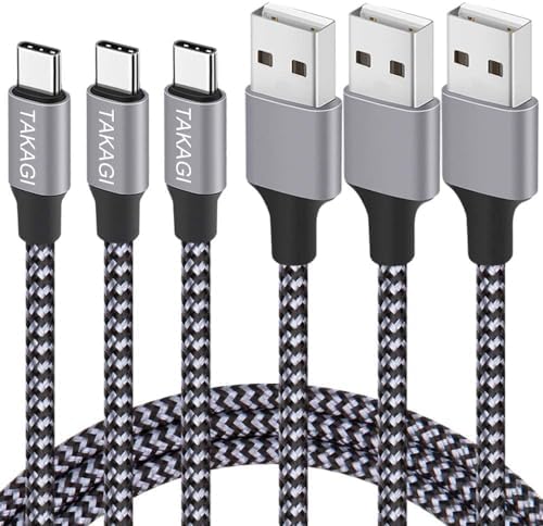 USB C Cable Fast Charging Nylon Braided 3Pack 6ft USB A to Type C Cord by iPhoneChargerTAKAGI