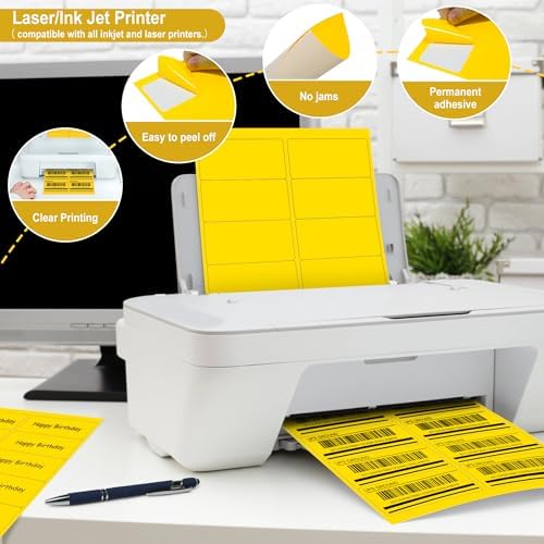 LLIKED 2" x 4" Neon Fluorescent Yellow Labels 300 Labels 30 Sheets - Image 5