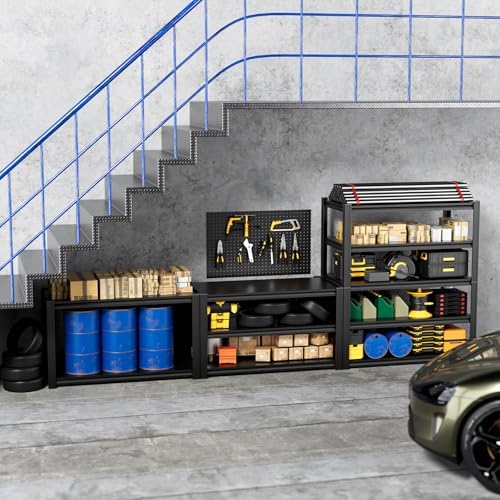 5-Tier 40”W X 20”D X 72”H Heavy Duty Garage Storage Shelves 2500LBS Basement Shelving Heavy Duty Adjustable Unit Rack Metal Rack(Black) - Image 2