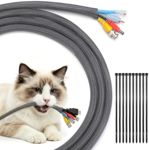 Yecaye 30ft - 1/2 inch Cord Protectors from Pets no Chew, Grey by Yecaye