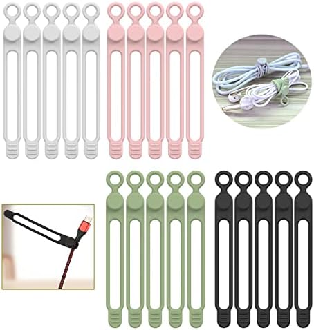 UMUST 20Pcs Silicone Cable Ties, Cable Management Cord Organizer Multicolor by ELECTRONICACCESSORIES