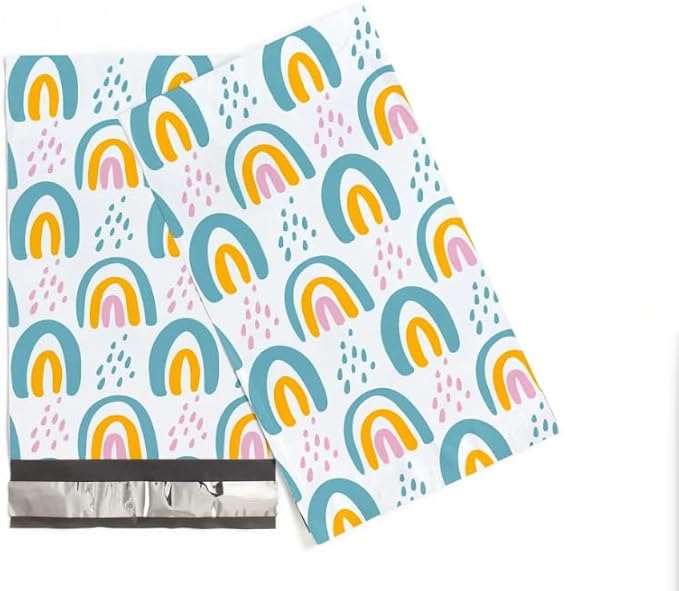 6x9 Poly Mailers – Retro Rainbow Design – Waterproof, Tear-Resistant Shipping by PackageMint