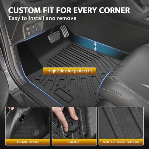 Powerty Floor Mats Cargo Liner for Jeep Grand Cherokee L 2021-2025(6-Seater w/o 2nd Row Center Armrest Only) All Weather 3D TPE Anti-Slip Car Protection, 1st & 2nd Row Set with Cargo Mat Accessories - Image 4