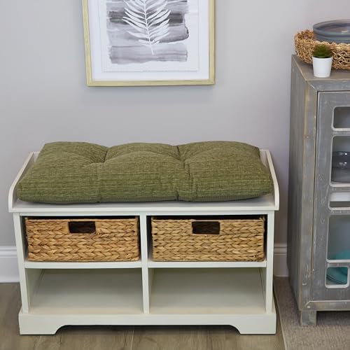Klear Vu The Gripper Non-Slip Tufted Bench Cushion for Indoor Furniture, Assembled in USA, Entryway Storage, Bay Window, Corner Nook or Piano Seat, 30 Inches, Chenille Green - Image 2