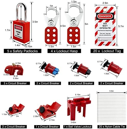 Lockout Tagout Kit - Clamp-On Circuit Breaker Lockout, Group Lockout Hasps, Lockout Tag, Universal Multi- Pole Breaker with Tool Box - Image 3