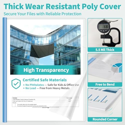 Clear Report Covers with Sliding Bars, 50 Sheet, Blue Gradient, 10 Pack - Image 3
