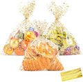 COQOFA 9"X 12" Gift Wrap Cello Cellophane Treat Bags Party Favor bags Clear Candy Cookie Bags Plastic Poly Goodie Storage Bags for Bakery,Birthday, Wedding,Party 50 pcs Gold by COQOFA