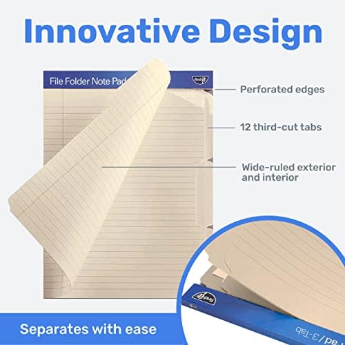 Find It File Folder Notepad - Pack of 12-9.5 x 12.5 Inch Notebook Organizer Folders for Filing, Document, and Clipboard Organization - Cream - Image 3