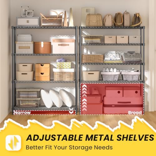 4-Tier Adjustable Storage Shelves 600LBS Heavy Duty Wire Shelving - Image 6