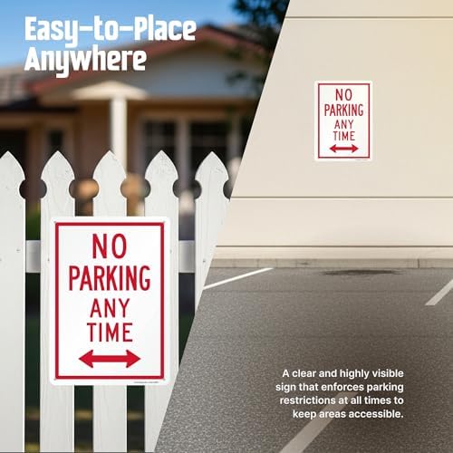 SmartSign 14 x 10 inch “No Parking Any Time” Metal Sign with Bidirectional Arrow, 40 mil Laminated Rustproof Aluminium, White and Red, Made in USA - Image 6