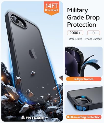FNTCASE for iPhone 17e/16e Case, Screen Protector, Translucent Matte Back - Image 4