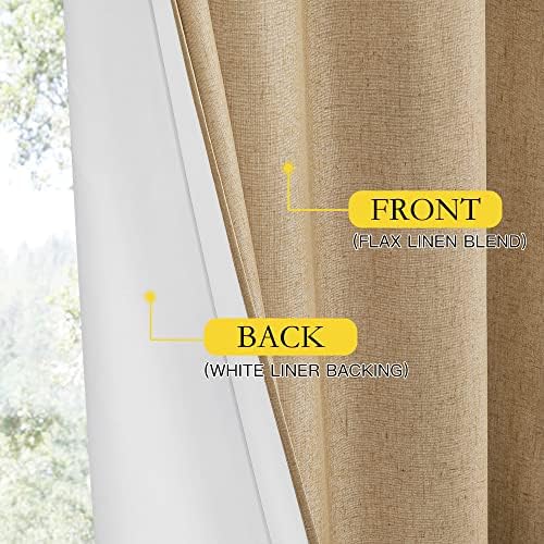 NICETOWN Camel Extra Wide 100% Blackout Linen Curtain for Sliding Door - Image 7